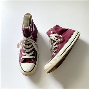 MAROON/RED HIGH TOP CONVERSE